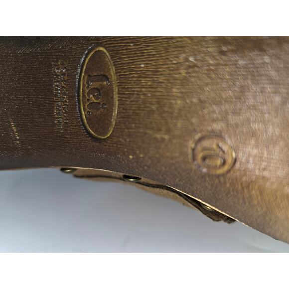 Vintage Y2K 90s L.E.I. Studded Chunky Platform Clog Heels Brown Faux Suede Sz 10 - Picture 5 of 8